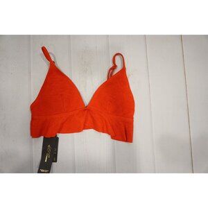 SS Queen Red Ribbed Bralette Swim Bikini Top - Size S, NWT